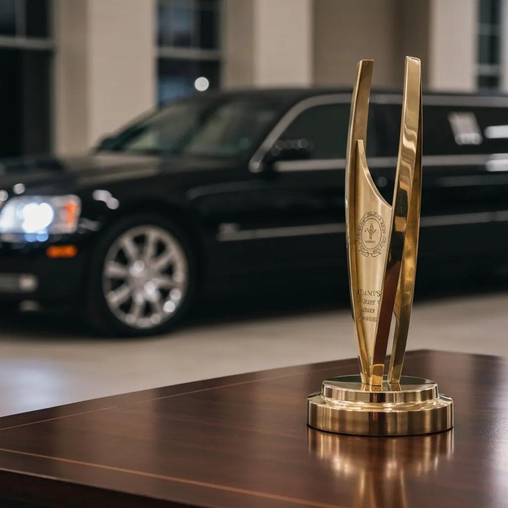Close-up of Atlanta's Best Award trophy — recognition for excellence in luxury transportation