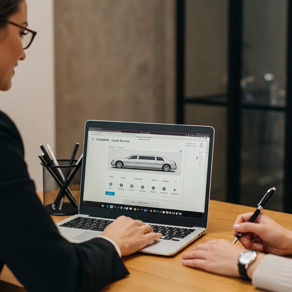 Customer service representative assisting a customer with a limousine booking