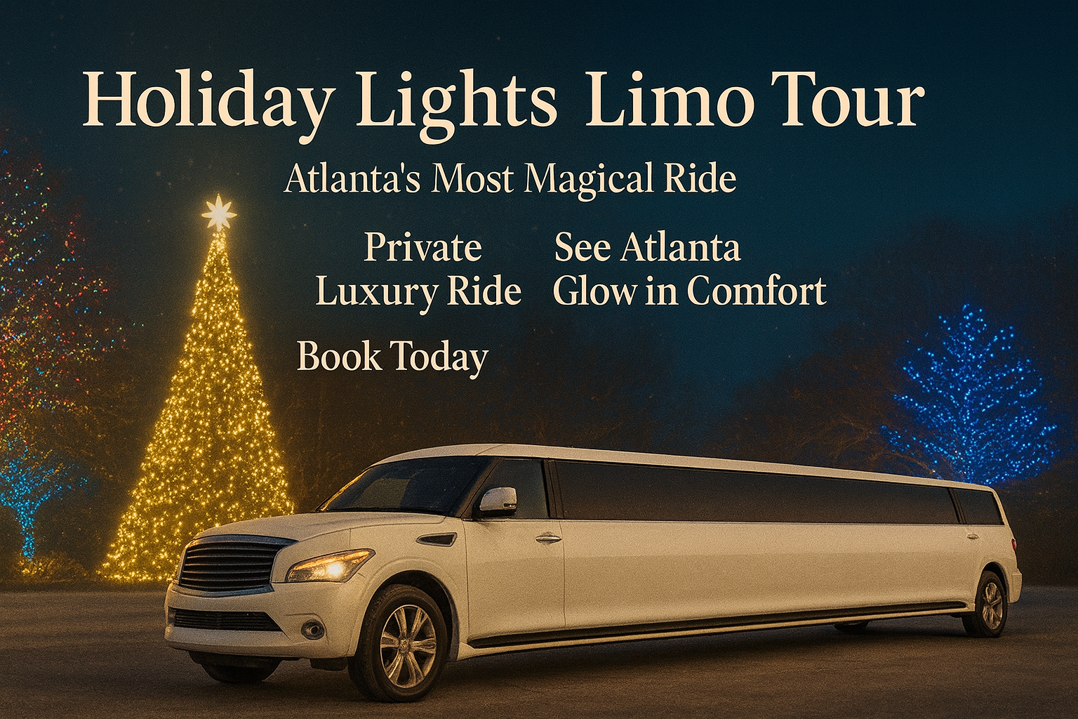 holiday limo service, holiday lights tour limo