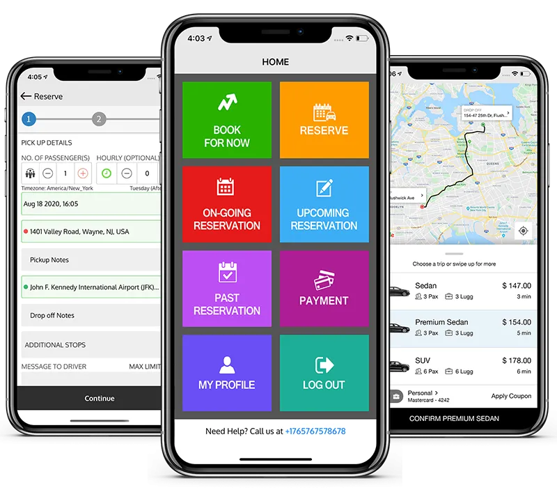 EarthTran mobile app for booking limo service