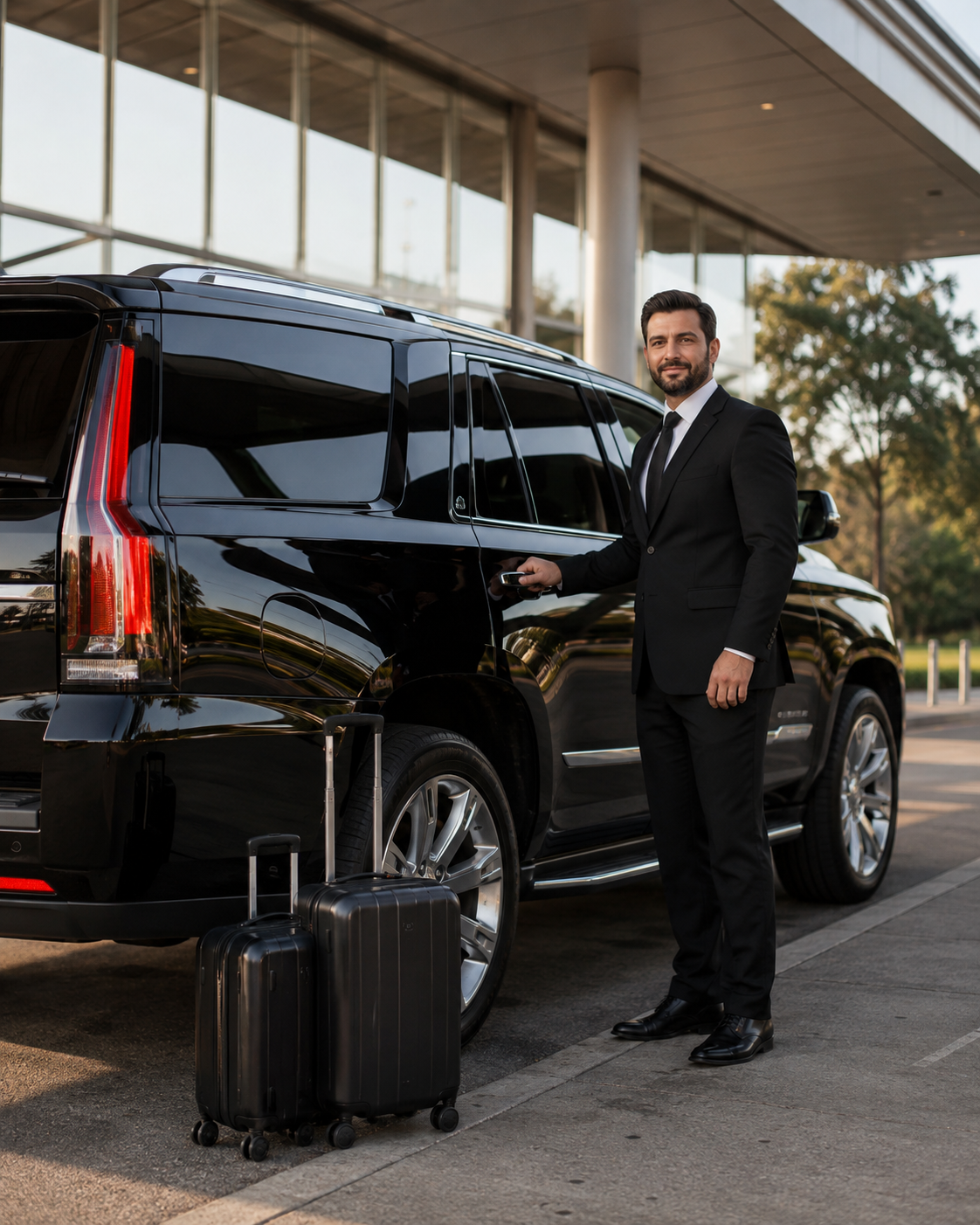 Professional chauffeur providing private pickup at Augusta Regional Airport in Augusta, Georgia